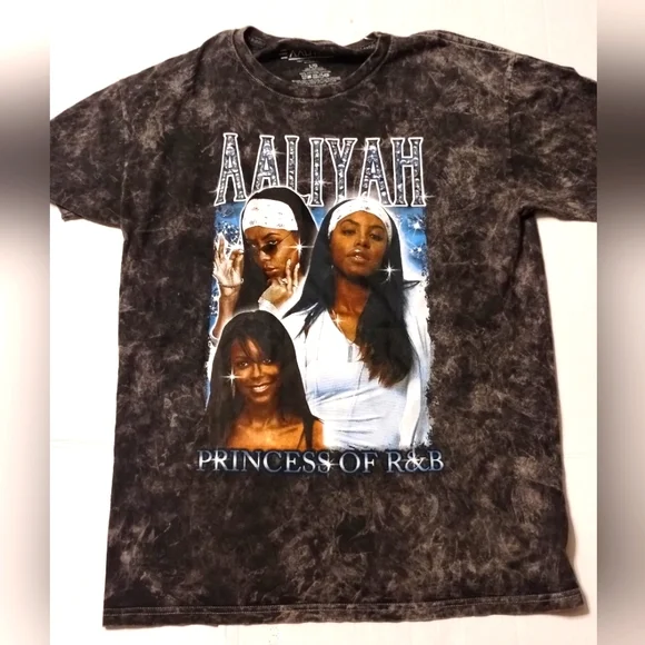 Aaliyah Princess of R&B Black Washed Shirt Size L **NWOT - Picture 1 of 3